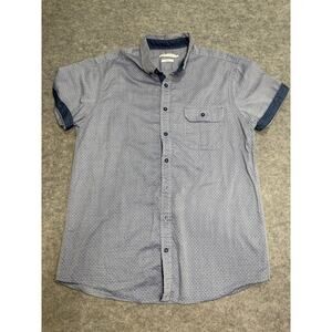 Arturo Calle Short Sleeve Shirt Men L Blue Gray Button Down Summer Top